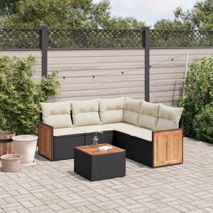vidaXL, vidaXL 6-tlg. Garten-Sofagarnitur mit Kissen Schwarz Poly Rattan, vidaXL 6-tlg. Garten-Sofagarnitur mit Kissen Schwarz Poly Rattan
