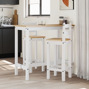 vidaXL, vidaXL Barstühle 2 Stk. Weiß Massivholz Kiefer