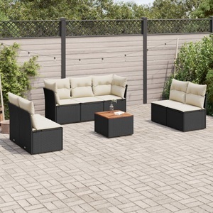 vidaXL, vidaXL 8-tlg. Garten-Sofagarnitur mit Kissen Schwarz Poly Rattan, vidaXL 8-tlg. Garten-Sofagarnitur mit Kissen Schwarz Poly Rattan