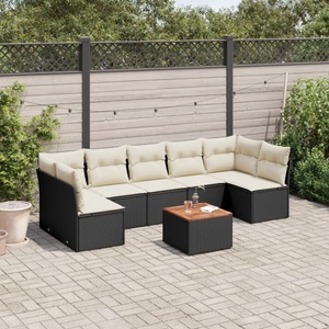vidaXL, vidaXL 8-tlg. Garten-Sofagarnitur mit Kissen Schwarz Poly Rattan, vidaXL 8-tlg. Garten-Sofagarnitur mit Kissen Schwarz Poly Rattan
