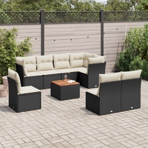 vidaXL, vidaXL 9-tlg. Garten-Sofagarnitur mit Kissen Schwarz Poly Rattan, vidaXL 9-tlg. Garten-Sofagarnitur mit Kissen Schwarz Poly Rattan