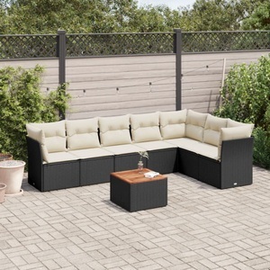 vidaXL, vidaXL 8-tlg. Garten-Sofagarnitur mit Kissen Schwarz Poly Rattan, vidaXL 8-tlg. Garten-Sofagarnitur mit Kissen Schwarz Poly Rattan