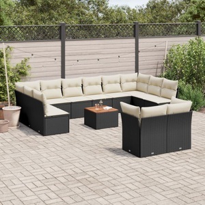 vidaXL, vidaXL 13-tlg. Garten-Sofagarnitur mit Kissen Schwarz Poly Rattan, vidaXL 13-tlg. Garten-Sofagarnitur mit Kissen Schwarz Poly Rattan