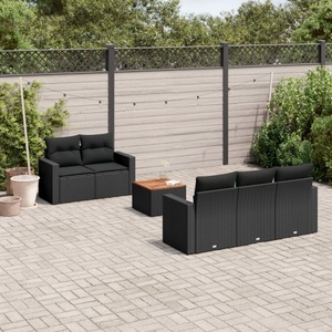 vidaXL, vidaXL 6-tlg. Garten-Sofagarnitur mit Kissen Schwarz Poly Rattan, vidaXL 6-tlg. Garten-Sofagarnitur mit Kissen Schwarz Poly Rattan