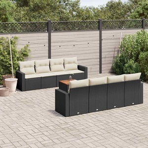 vidaXL, vidaXL 9-tlg. Garten-Sofagarnitur mit Kissen Schwarz Poly Rattan, vidaXL 9-tlg. Garten-Sofagarnitur mit Kissen Schwarz Poly Rattan
