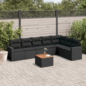 vidaXL, vidaXL 8-tlg. Garten-Sofagarnitur mit Kissen Schwarz Poly Rattan, vidaXL 8-tlg. Garten-Sofagarnitur mit Kissen Schwarz Poly Rattan