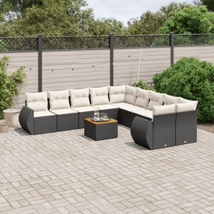 vidaXL, vidaXL 11-tlg. Garten-Sofagarnitur mit Kissen Schwarz Poly Rattan, vidaXL 11-tlg. Garten-Sofagarnitur mit Kissen Schwarz Poly Rattan