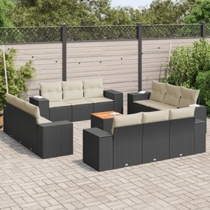 vidaXL, vidaXL 13-tlg. Garten-Sofagarnitur mit Kissen Schwarz Poly Rattan, vidaXL 13-tlg. Garten-Sofagarnitur mit Kissen Schwarz Poly Rattan