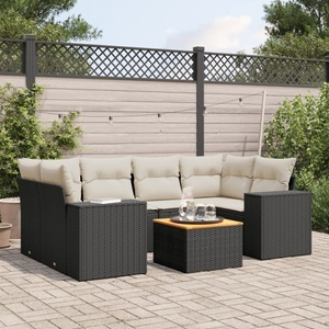 vidaXL, vidaXL 7-tlg. Garten-Sofagarnitur mit Kissen Schwarz Poly Rattan, vidaXL 7-tlg. Garten-Sofagarnitur mit Kissen Schwarz Poly Rattan
