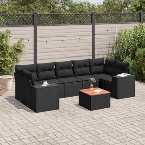 vidaXL, vidaXL 8-tlg. Garten-Sofagarnitur mit Kissen Schwarz Poly Rattan, vidaXL 8-tlg. Garten-Sofagarnitur mit Kissen Schwarz Poly Rattan