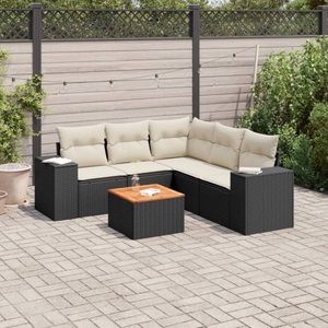 vidaXL, vidaXL 6-tlg. Garten-Sofagarnitur mit Kissen Schwarz Poly Rattan, vidaXL 6-tlg. Garten-Sofagarnitur mit Kissen Schwarz Poly Rattan