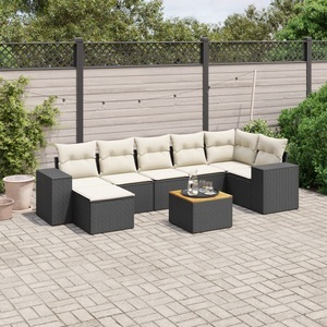 vidaXL, vidaXL 8-tlg. Garten-Sofagarnitur mit Kissen Schwarz Poly Rattan, vidaXL 8-tlg. Garten-Sofagarnitur mit Kissen Schwarz Poly Rattan