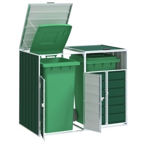 vidaXL, vidaXL Mülltonnenbox für 2 Tonnen Grün 144x81x113 cm Stahl, vidaXL Mülltonnenbox für 2 Tonnen Grün 144x81x113 cm Stahl
