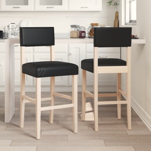 vidaXL, vidaXL Barstühle 2 Stk. Massivholz Gummibaum und Kunstleder