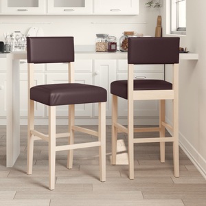 vidaXL, vidaXL Barstühle 2 Stk. Massivholz Gummibaum und Kunstleder