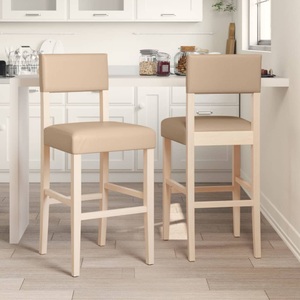 vidaXL, vidaXL Barstühle 2 Stk. Massivholz Gummibaum und Kunstleder