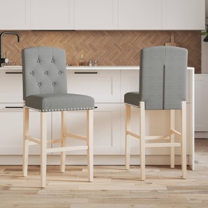vidaXL, vidaXL Barstühle 2 Stk. Massivholz Gummibaum und Stoff