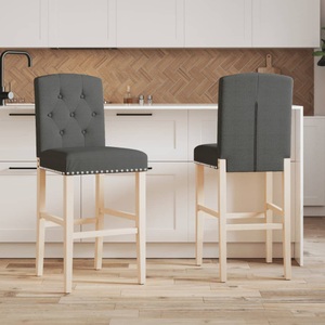 vidaXL, vidaXL Barstühle 2 Stk. Massivholz Gummibaum und Stoff