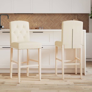 vidaXL, vidaXL Barstühle 2 Stk. Massivholz Gummibaum und Stoff