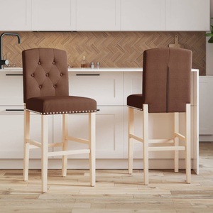 vidaXL, vidaXL Barstühle 2 Stk. Massivholz Gummibaum und Stoff