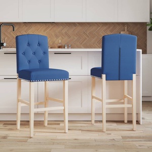 vidaXL, vidaXL Barstühle 2 Stk. Massivholz Gummibaum und Stoff