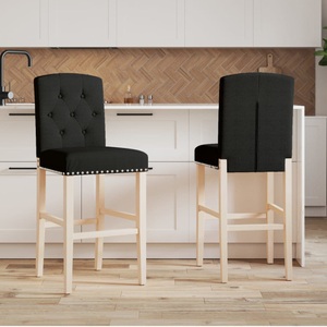 vidaXL, vidaXL Barstühle 2 Stk. Massivholz Gummibaum und Stoff
