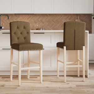 vidaXL, vidaXL Barstühle 2 Stk. Massivholz Gummibaum und Stoff