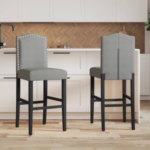 vidaXL, vidaXL Barstühle 2 Stk. Massivholz Gummibaum und Stoff