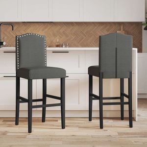 vidaXL, vidaXL Barstühle 2 Stk. Massivholz Gummibaum und Stoff