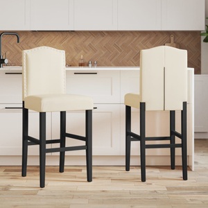 vidaXL, vidaXL Barstühle 2 Stk. Massivholz Gummibaum und Stoff