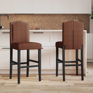 vidaXL, vidaXL Barstühle 2 Stk. Massivholz Gummibaum und Stoff