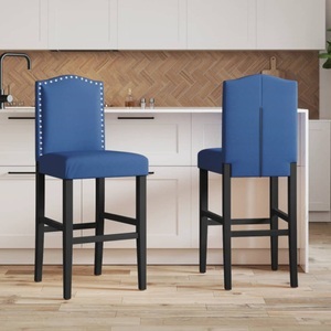 vidaXL, vidaXL Barstühle 2 Stk. Massivholz Gummibaum und Stoff