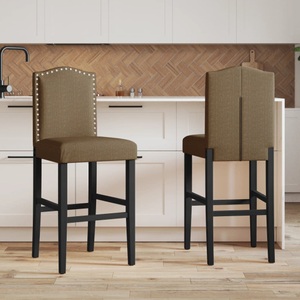 vidaXL, vidaXL Barstühle 2 Stk. Massivholz Gummibaum und Stoff