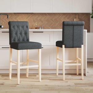 vidaXL, vidaXL Barstühle 2 Stk. Massivholz Gummibaum und Stoff