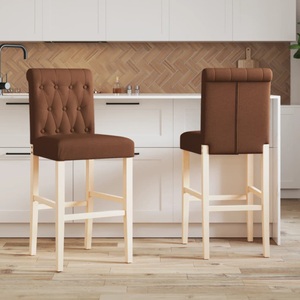 vidaXL, vidaXL Barstühle 2 Stk. Massivholz Gummibaum und Stoff