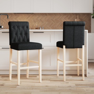 vidaXL, vidaXL Barstühle 2 Stk. Massivholz Gummibaum und Stoff