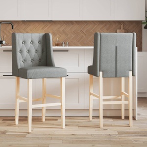 vidaXL, vidaXL Barstühle 2 Stk. Massivholz Gummibaum und Stoff