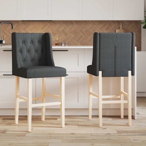 vidaXL, vidaXL Barstühle 2 Stk. Massivholz Gummibaum und Stoff