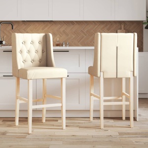 vidaXL, vidaXL Barstühle 2 Stk. Massivholz Gummibaum und Stoff