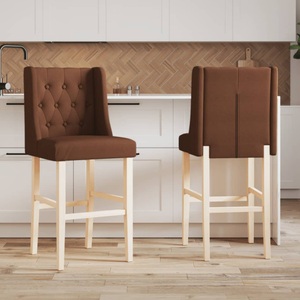 vidaXL, vidaXL Barstühle 2 Stk. Massivholz Gummibaum und Stoff