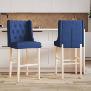 vidaXL, vidaXL Barstühle 2 Stk. Massivholz Gummibaum und Stoff