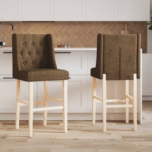vidaXL, vidaXL Barstühle 2 Stk. Massivholz Gummibaum und Stoff