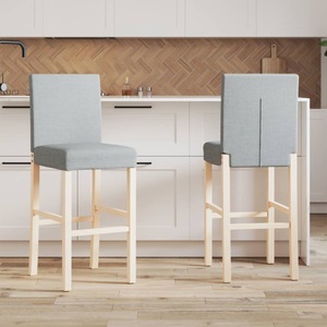 vidaXL, vidaXL Barstühle 2 Stk. Massivholz Gummibaum und Stoff, vidaXL Barstühle 2 Stk. Massivholz Gummibaum und Stoff