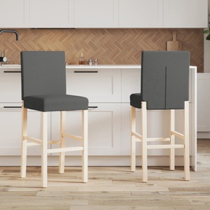vidaXL, vidaXL Barstühle 2 Stk. Massivholz Gummibaum und Stoff
