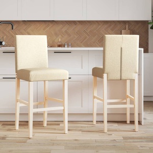 vidaXL, vidaXL Barstühle 2 Stk. Massivholz Gummibaum und Stoff