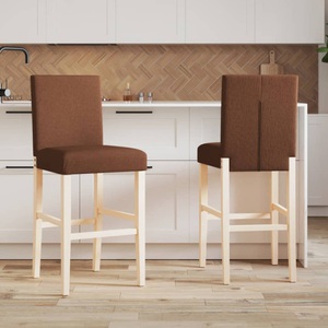 vidaXL, vidaXL Barstühle 2 Stk. Massivholz Gummibaum und Stoff