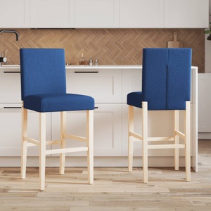 vidaXL, vidaXL Barstühle 2 Stk. Massivholz Gummibaum und Stoff
