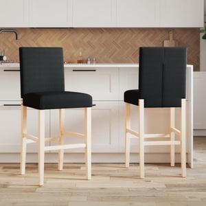 vidaXL, vidaXL Barstühle 2 Stk. Massivholz Gummibaum und Stoff