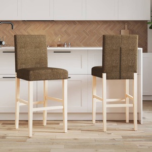 vidaXL, vidaXL Barstühle 2 Stk. Massivholz Gummibaum und Stoff