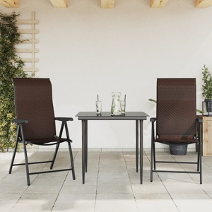 vidaXL, vidaXL Gartenstühle 2 Stk. Klappbar Braun Poly Rattan